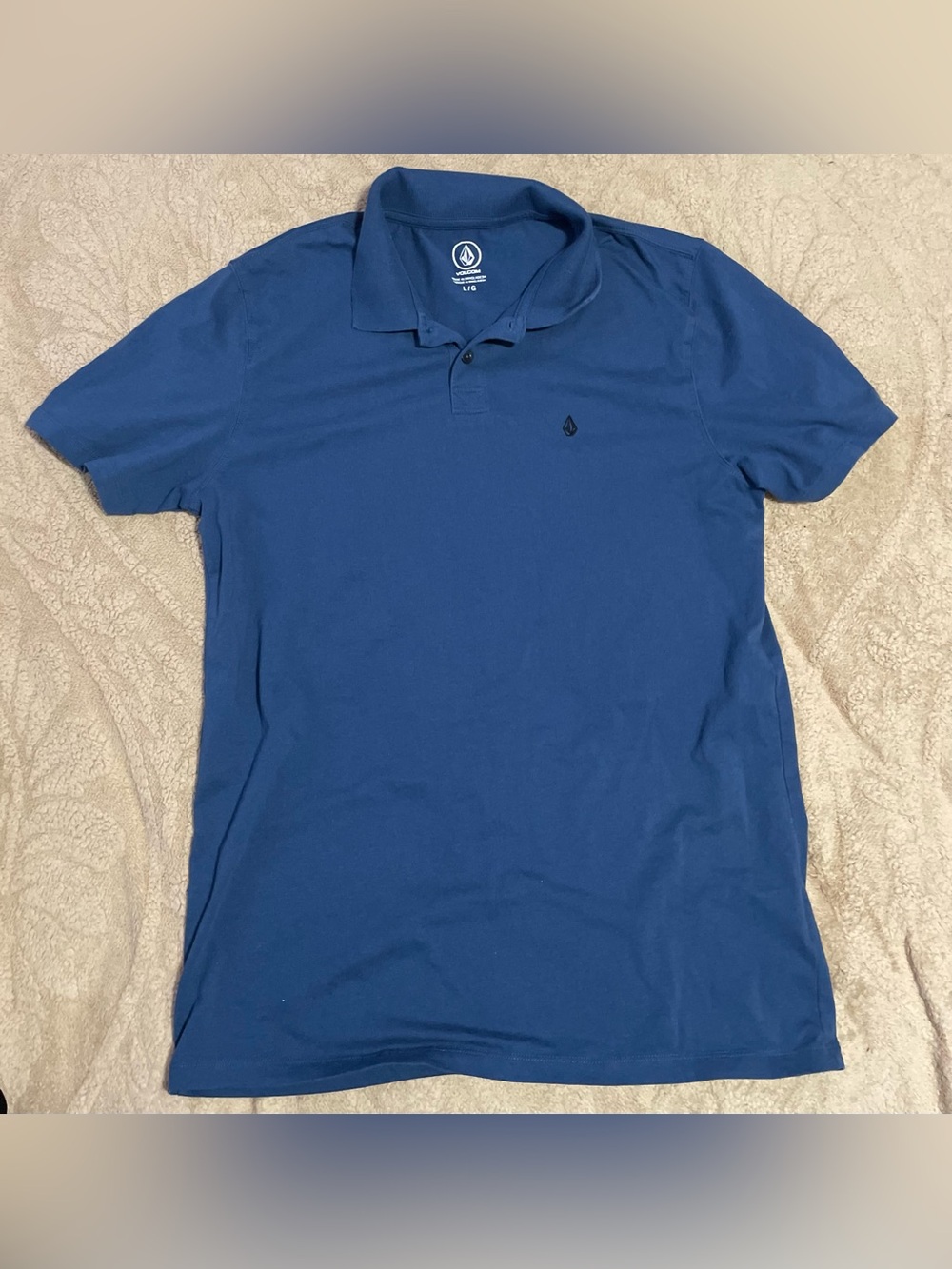 Volcom Men's Dark Blue Polo with Embroidered Logo